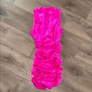 NWT Vibrant Pink Sleeveless Ruched Dress